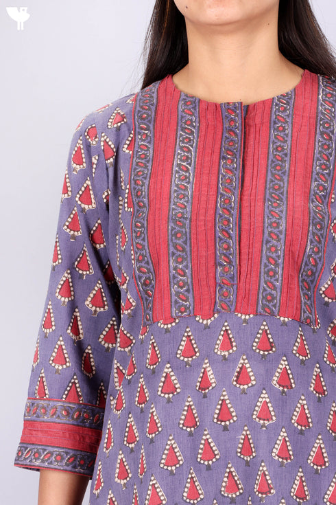 Terry Voile Kurta With Chiffon Dupatta In Graphic Print