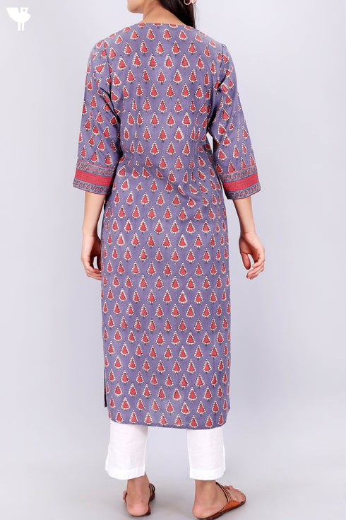 Terry Voile Kurta With Chiffon Dupatta In Graphic Print