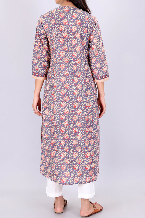 Terry Voile Kurta With Chiffon Dupatta In Graphic Print