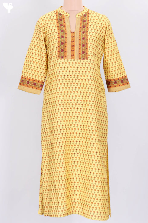 Bhagalpur Cotton Kurta With Chanderi Dupatta In FloralBlock Print