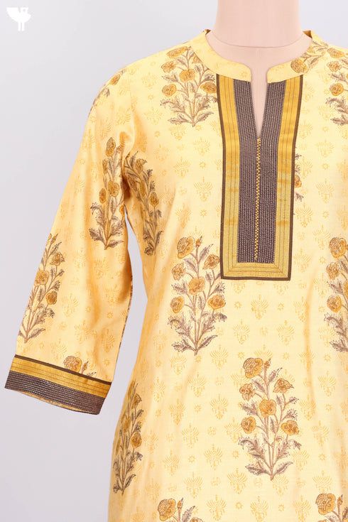 Bhagalpur Cotton Kurta With Chanderi Dupatta In FloralBlock Print