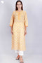 Terry Voile Kurta With Kota Dupatta In Floral Block Print