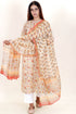 Terry Voile Kurta With Kota Dupatta In Floral Block Print