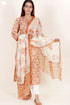 Terry Voile Kurta With Chiffon Dupatta In Floral Block Print