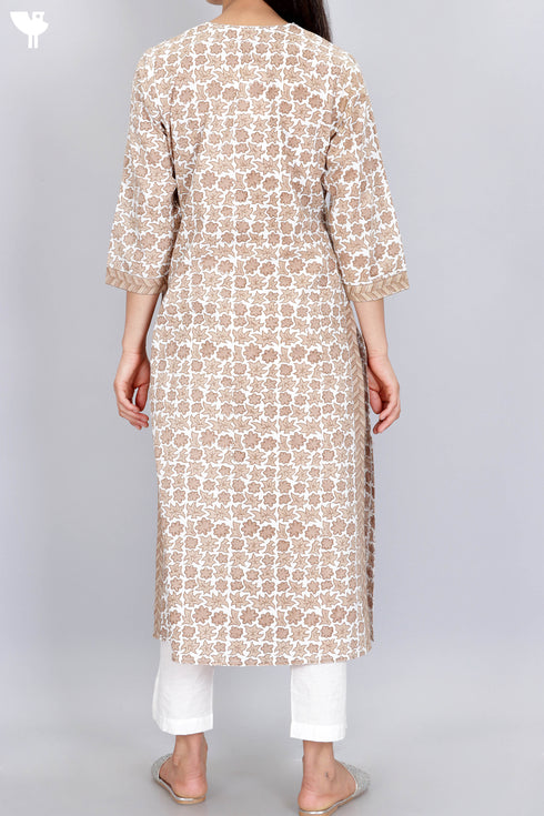 Cambric Cotton Kurta And Chiffon Dupatta With Chikankari Embroidery