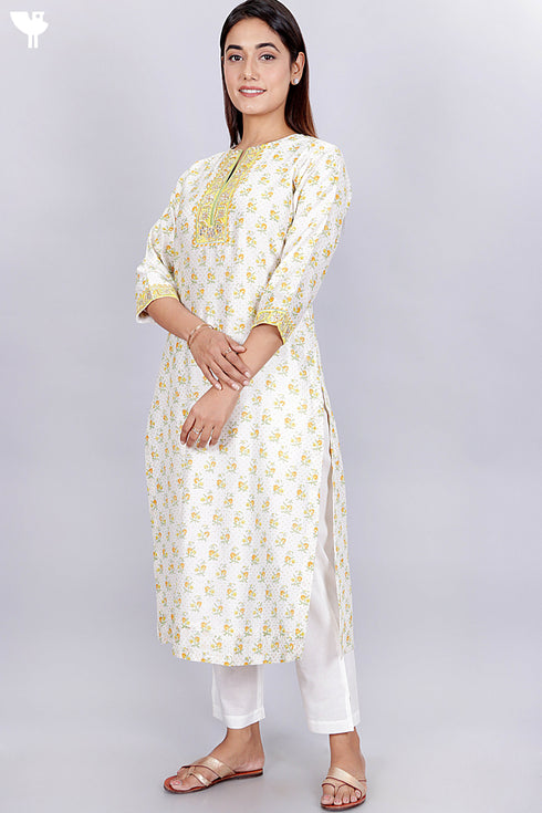 Chanderi Silk Kurta And Dupatta Set With Gota Embroidery