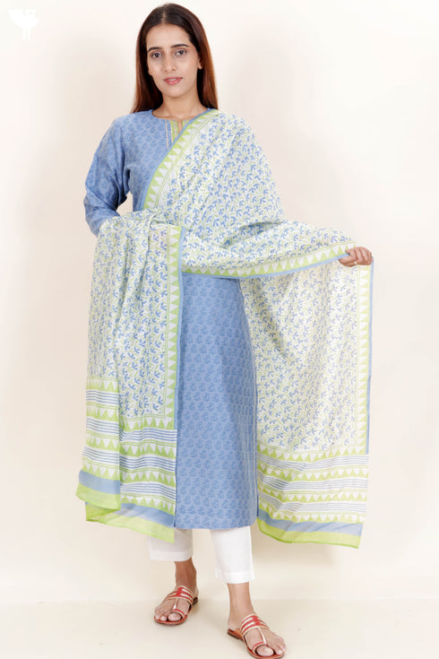 Chanderi Silk Kurta And Dupatta With Gota Patti Embroidery