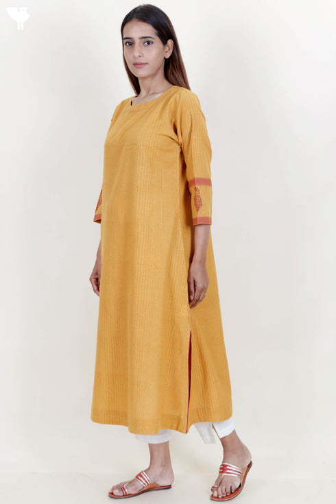 Khaadi Kurta And Kota Dupatta Set In Block Print