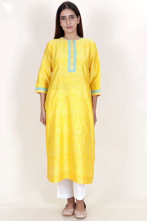 Chanderi Silk Kurta And Dupatta Set With Gota Patti Embroidery