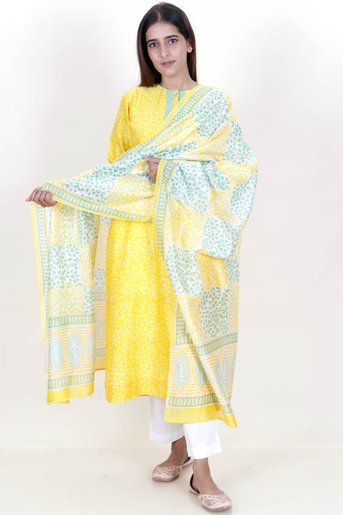 Chanderi Silk Kurta And Dupatta Set With Gota Patti Embroidery