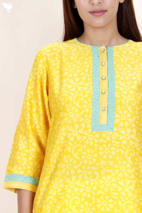 Chanderi Silk Kurta And Dupatta Set With Gota Patti Embroidery