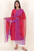 Mangalgiri Cotton Kurta with Kota Doria Dupatta In Block Print