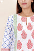 Cambric Cotton Kurta With Kota Dupatta In Floral Block Print