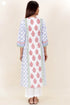 Cambric Cotton Kurta With Kota Dupatta In Floral Block Print