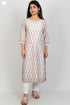 Chanderi Silk Kurta In Floral Block Print With Gota Embroidery