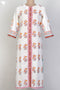 Cambric Cotton Button Down Kurta In Floral Block Print