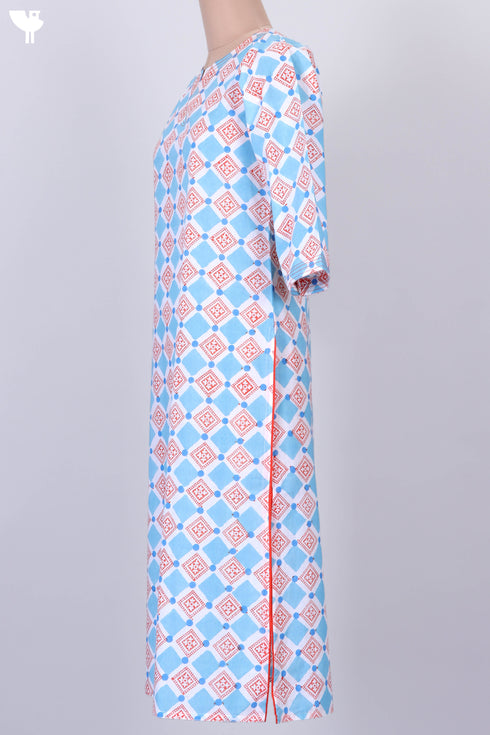 Cambric Cotton KurtaIn Graphic Block Print