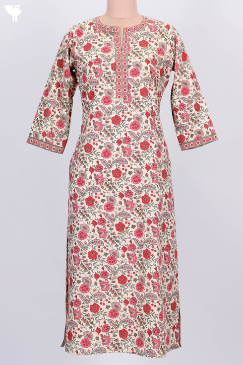 Cambric Cotton Kurta In Floral Print