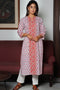Cambric Cotton Kurta In Floral Block Print