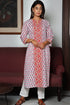 Cambric Cotton Kurta In Floral Block Print