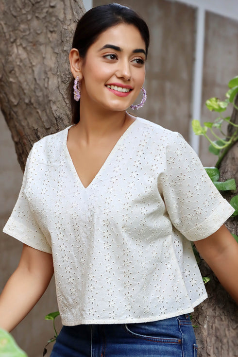 Cutwork Cotton Crop Top