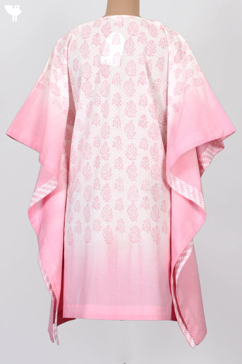 Cambric Cotton Poncho In Floral Block Print