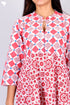 Cambric Cotton MIDI Dress in Graphic Block Print