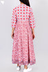 Cambric Cotton MIDI Dress in Graphic Block Print