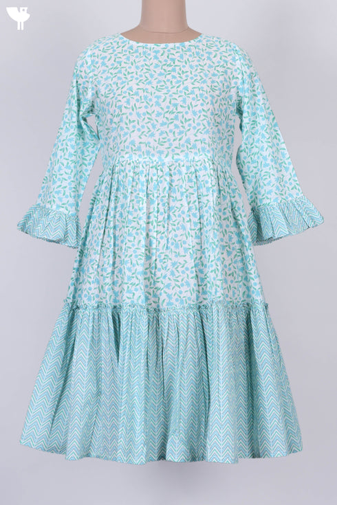 Cambric Cotton Midi Dress In Floral Print