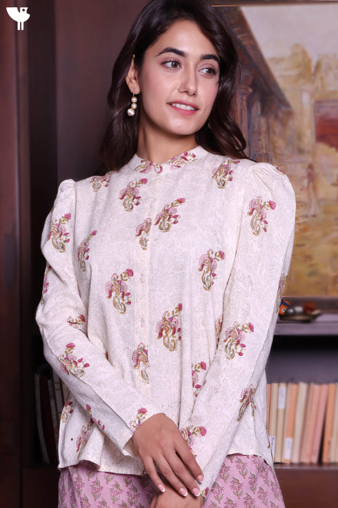 Khaadi Shirt In Floral Block Print