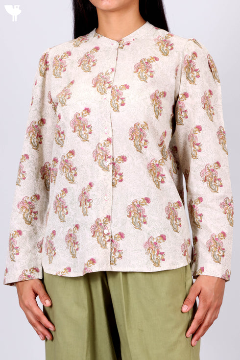 Khaadi Shirt In Floral Block Print