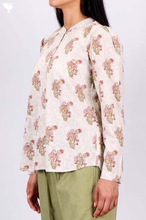 Khaadi Shirt In Floral Block Print