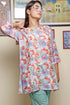 Chanderi Silk Pleated Tunic In Floral Block Print