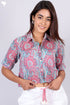 Mulmul Cotton Cropped Shirt In PaisleyBlock Print