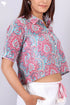 Mulmul Cotton Cropped Shirt In PaisleyBlock Print