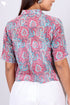 Mulmul Cotton Cropped Shirt In PaisleyBlock Print