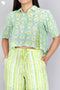 Mulmul Cotton Cropped Shirt In Floral Block Print