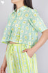 Mulmul Cotton Cropped Shirt In Floral Block Print