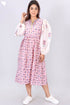 Cotton Silk Midi Peasant Dress With Floral Block Print