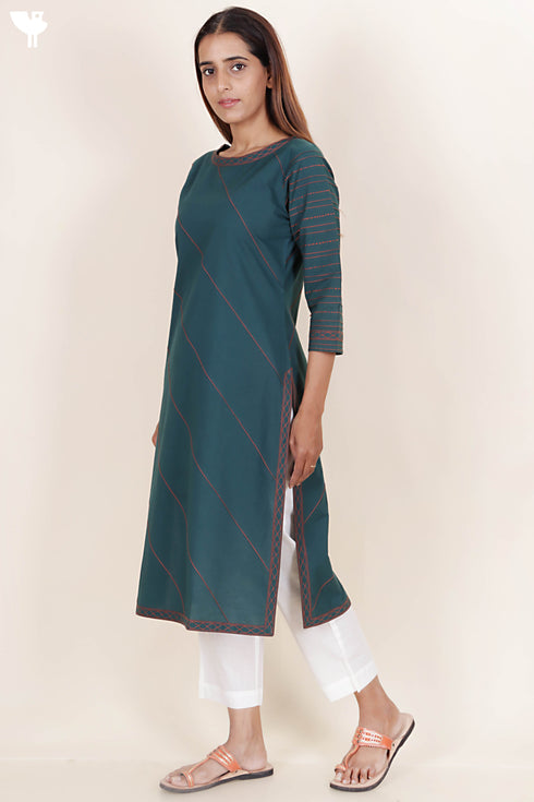 40s Cotton Kurta With Embroidery