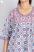 Cambric Cotton Button Down Blouse In Assorted Block Print