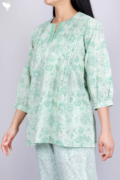 Cambric Cotton Top In Floral Print