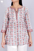 Mulmul Cotton Pintuck Top In Floral Block Print
