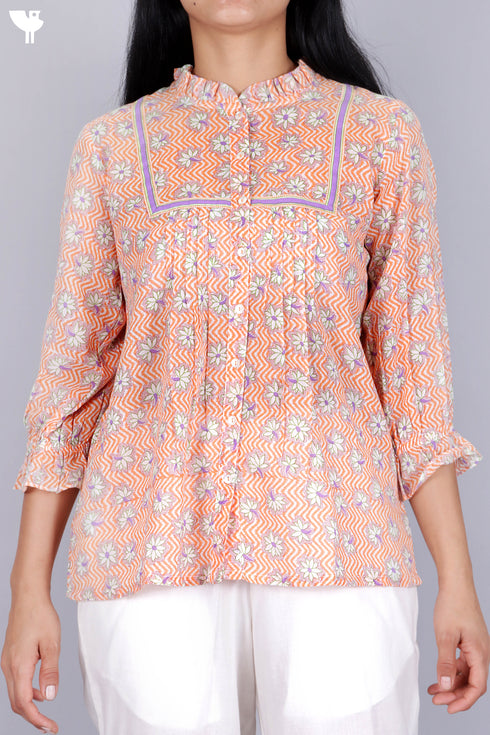 Mulmul Cotton TopIn Floral Print