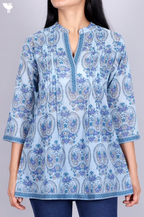 Mulmul Cotton Top In Floral Print