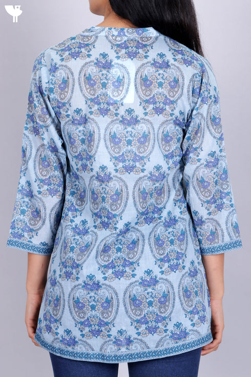 Mulmul Cotton Top In Floral Print