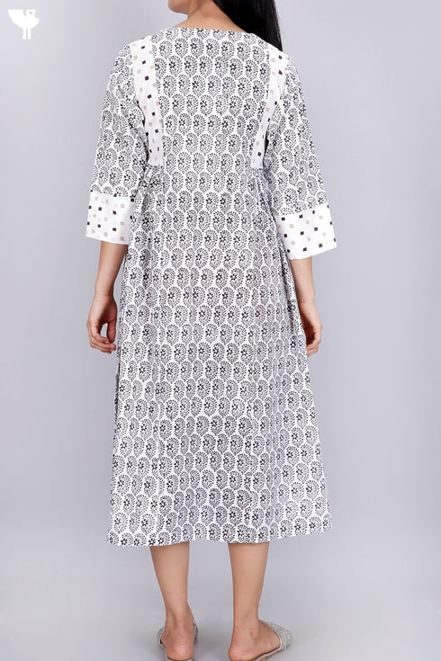 Cambric Cotton Dress In Assorted Block Print