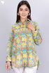 Mulmul Cotton Pleated Shirt In Floral Block Print