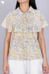 Cambric Cotton Button Down Top In Floral Block Print