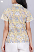 Cambric Cotton Button Down Top In Floral Block Print